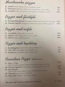 hammenhög pizzeria meny