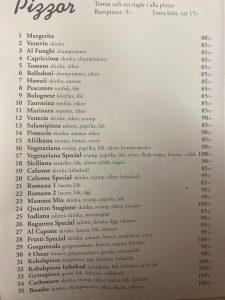 hammenhög pizzeria meny