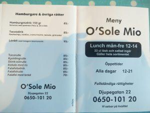 o sole mio pizzeria hudiksvall meny